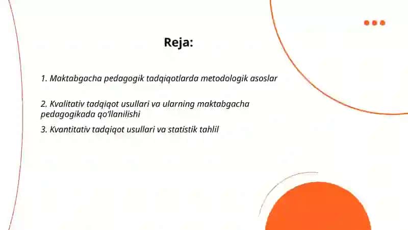 Maktabgacha pedagogika fanining tadqiqot metodlari 2