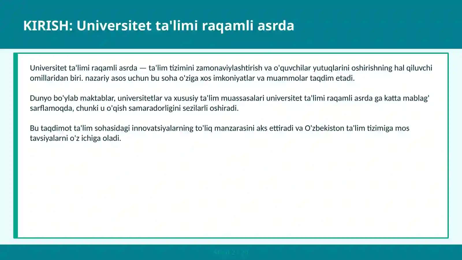 Universitet ta'limi raqamli asrda 2