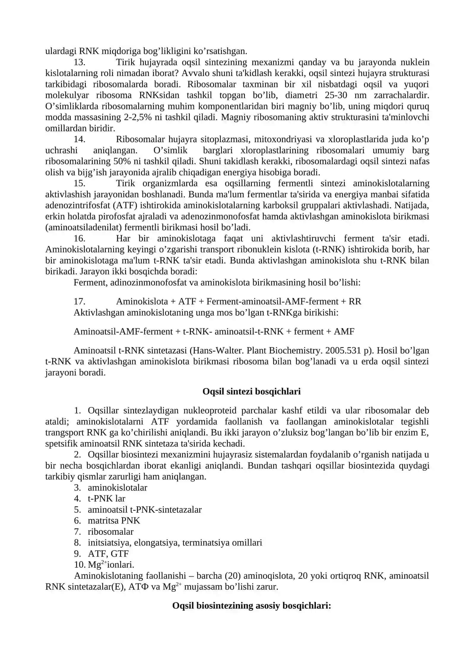 Oqsillar Biosintezi va Parchalanishi 2