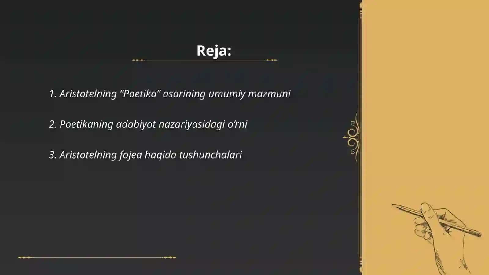 Aristotelning „Poetika” asarini oʻrganish 2