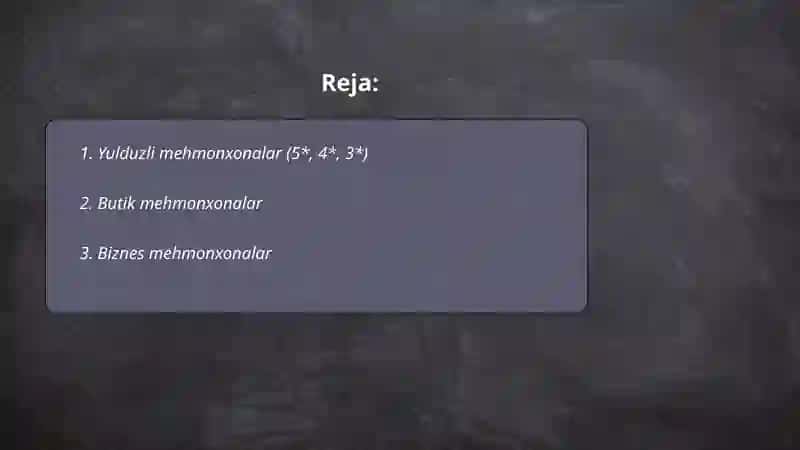 Mehmonxonalar va turar joy turlari 2