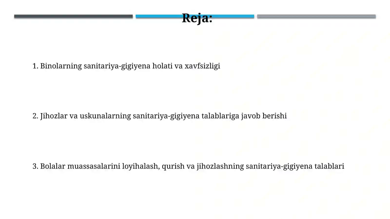 Bolalar muassasalarini loyihashtirish qurish va jihozlashga boʻlgan gigiyenik talablar 2