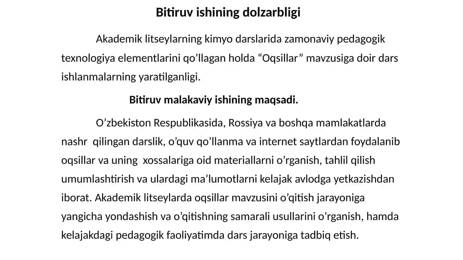 Akademik litseylarda “Oqsillar” mavzusini o’qitish metodikasi 2