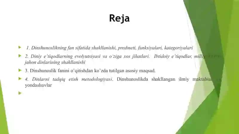 DINSHUNOSLIKFANINING PREDMETI,MAQSADI VA VAZIFALARI 2