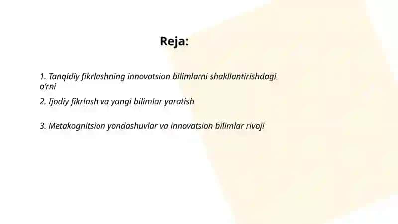 Tanqidiy fikrlashning innovatsion bilimlarni shakllantirishdagi oʻrni 2