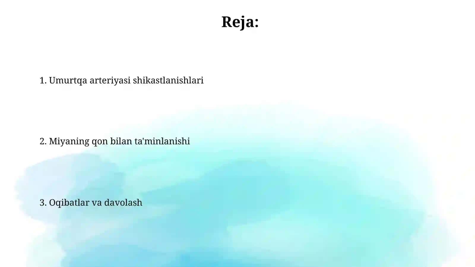 Umurtqa arteriyalari shikastlanishlari. Bosh miya qon bn taminlanishi 2