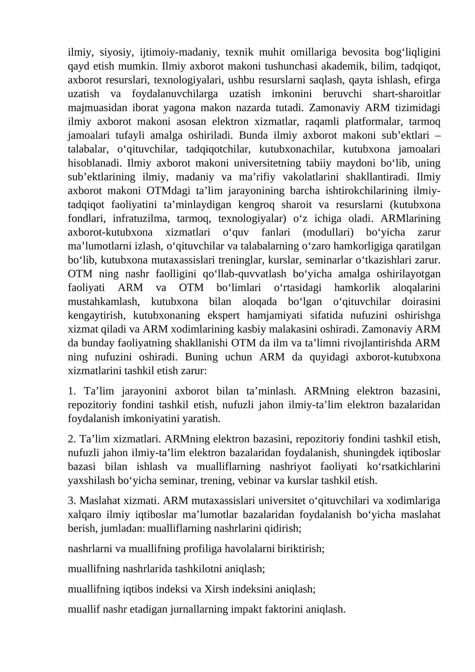Oliy taʼlim muassasalari axborot-resurs markazlarining ilmiy axborot makonidagi taraqqiyot tendensiyalari 2