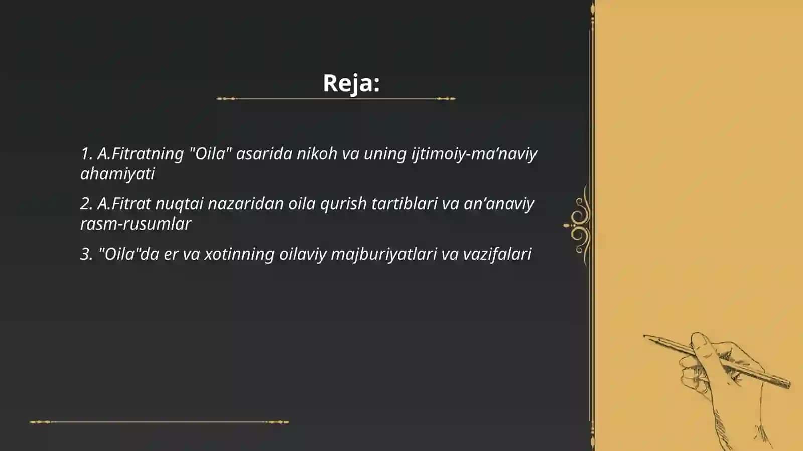 A.Fitratning "Oila asari" dagi oila qurish tartiblari va farzand tarbiyasiga oid g'oyalar 2