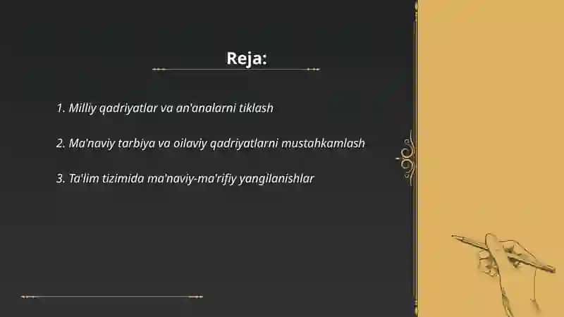 Yangi Oʻzbekistobda amalga oshirilayotgan ma'naviy oʻzgarishlar 2
