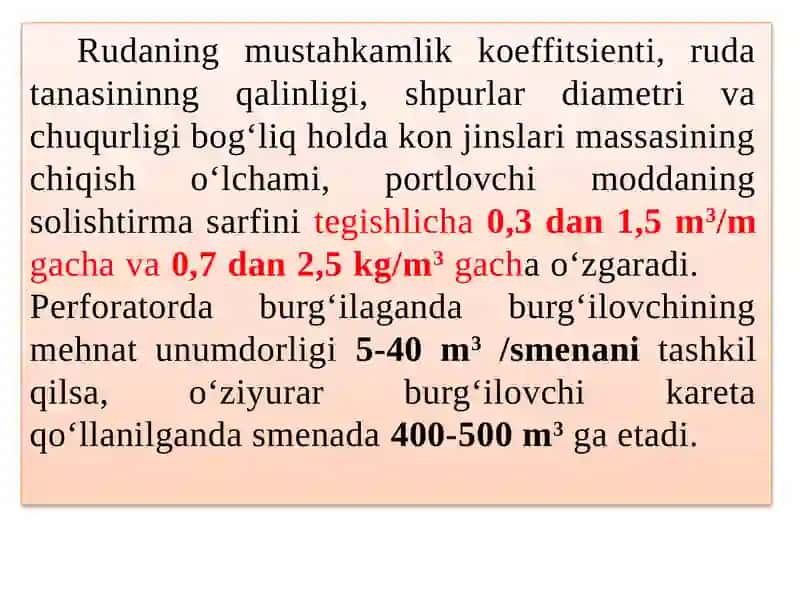 Zaryadlar miqdorini hisoblash va skvajinalarni zaryadlash haqida taqdimot 2