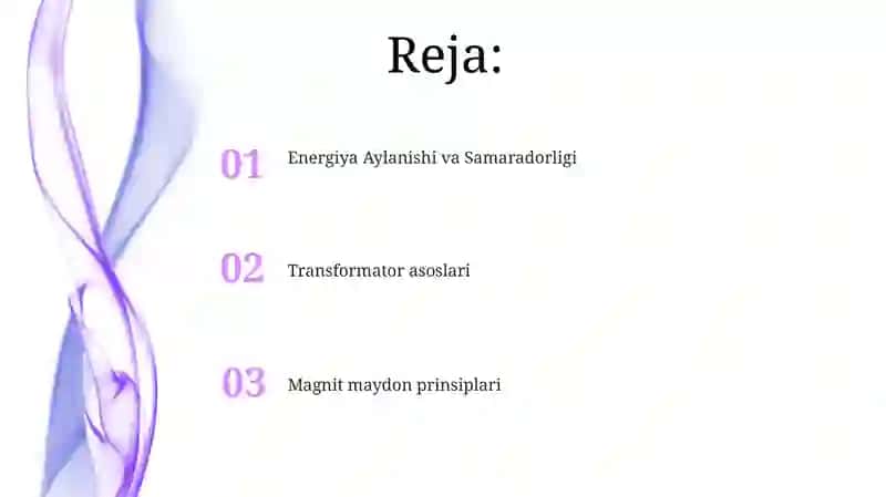 Transformatorlar. Magnit maydon energiyasi 2