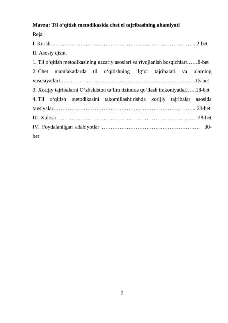 Til oʻqitish metodikasida chet el tajribasining ahamiyati 2