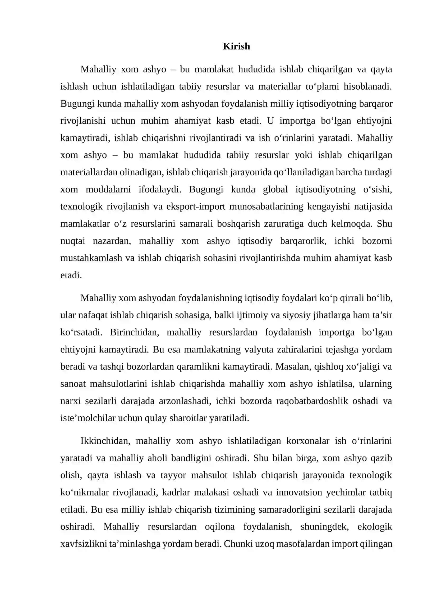 MAHALLIY XOM ASHYODAN FOYDALANISHNING IQTISODIY AFZALLIKLARI 2