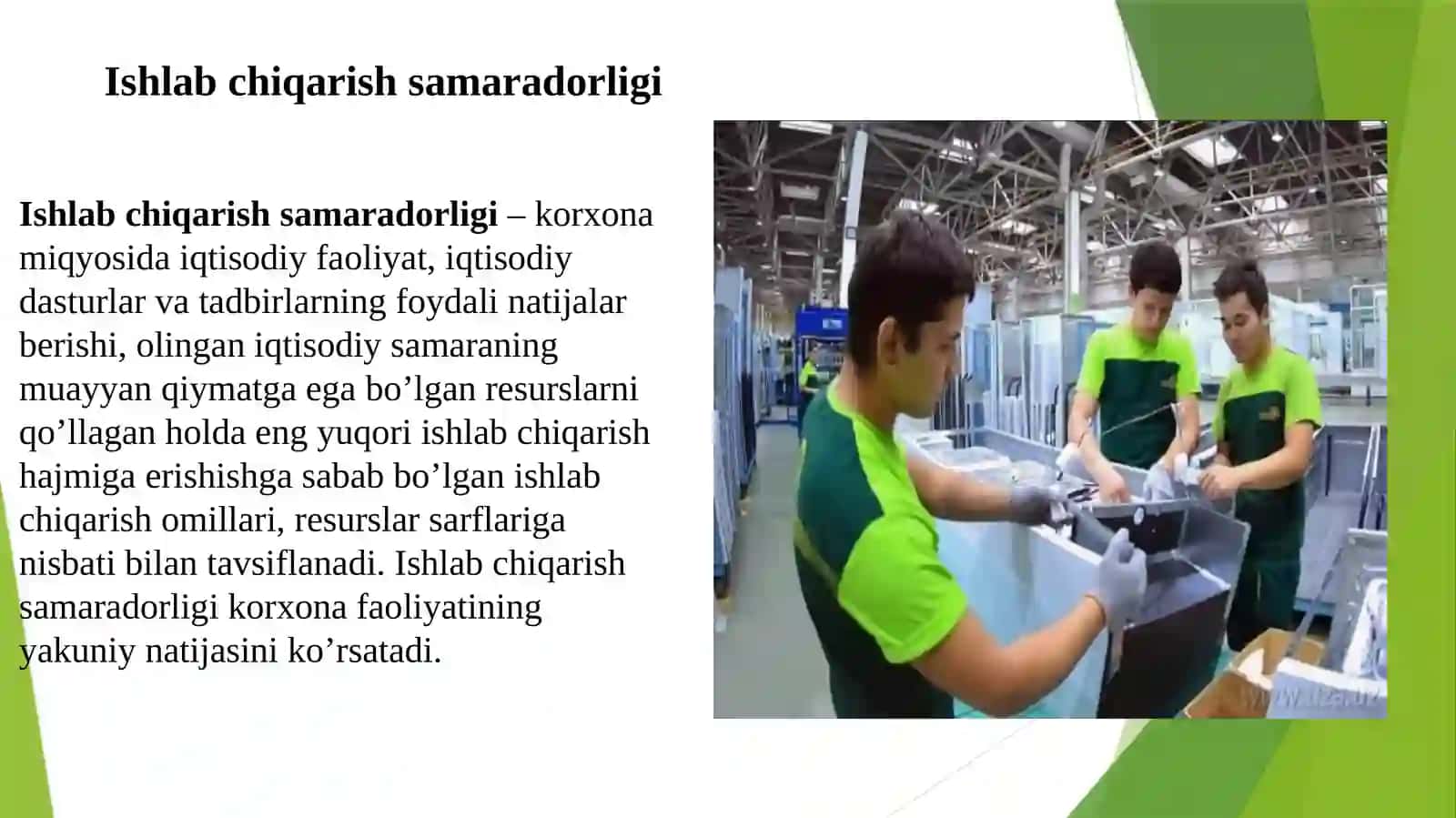Ishlab chiqarish samaradorligi va uning koʻrsatkichlari 2