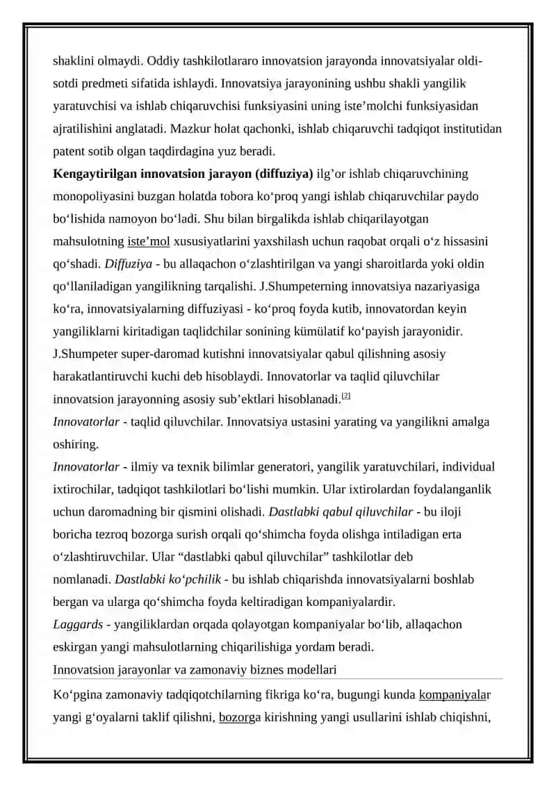 Innovatsion jarayonning bosqichlari 2