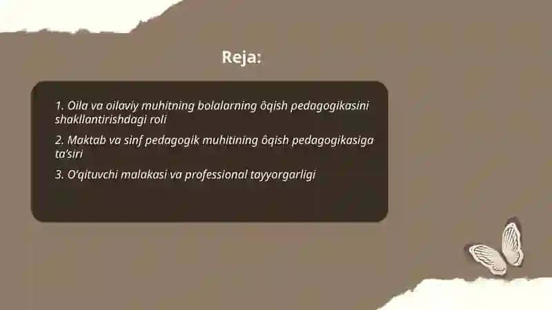 Bolalarning ôqish pedagogikasining shakllantirishning shart sharoitlari 2