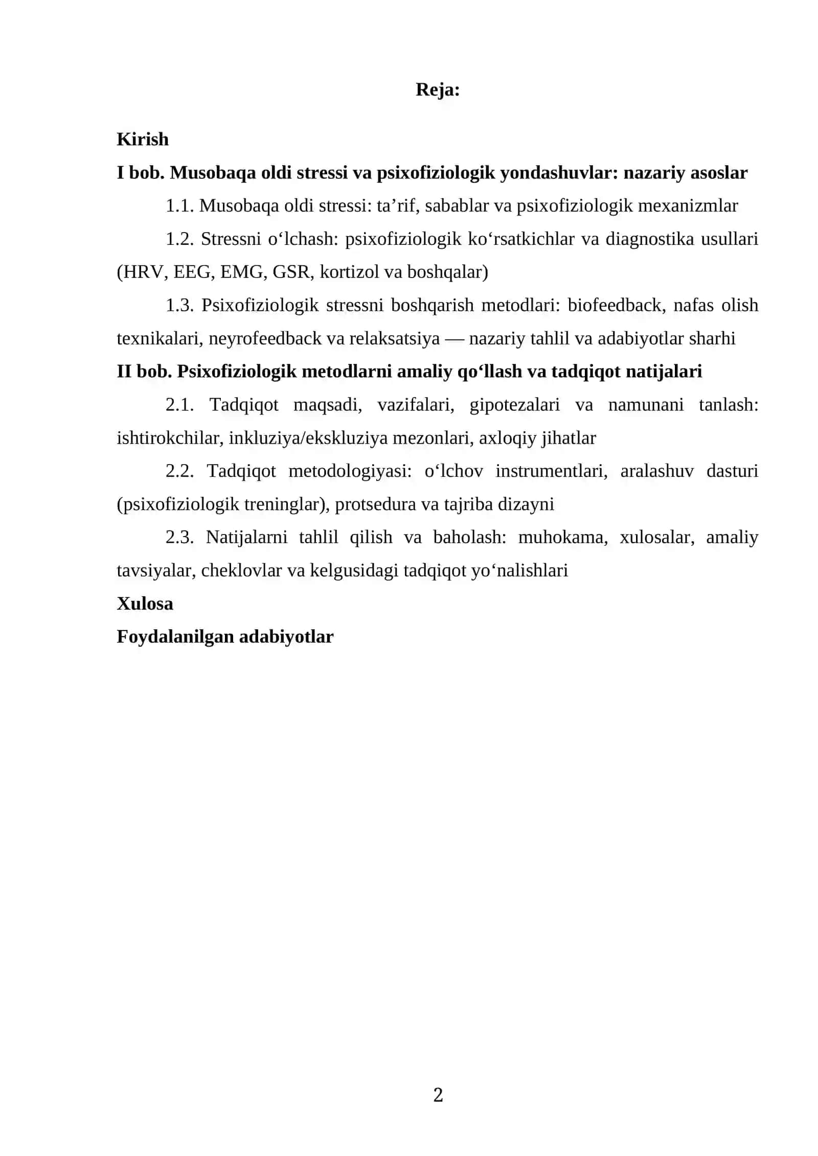 MUSOBAQA OLDI STRESS HOLATLARINI BOSHQARISHDA PSIXOFIZIOLOGIK METODLARDAN FOYDALANISH 2
