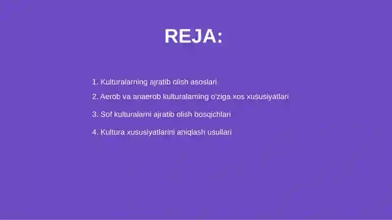 Aerob va anaeroblarning sof kulturalarini ajratib olish bosqichlari. Sof kulturani ajratib olishda kulturani xususiyatlari 2