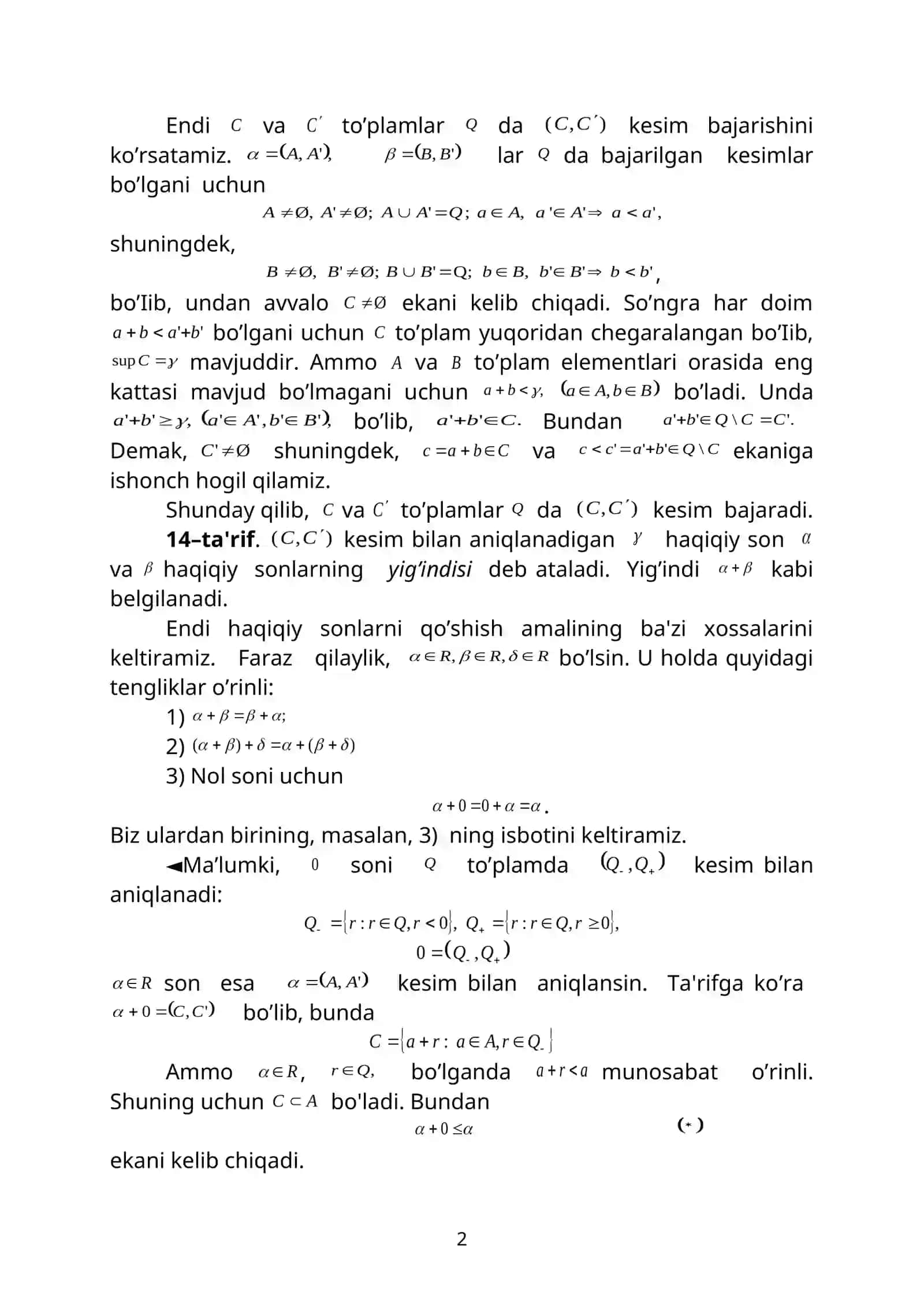 Haqiqiy sonlar ustida amallar 2