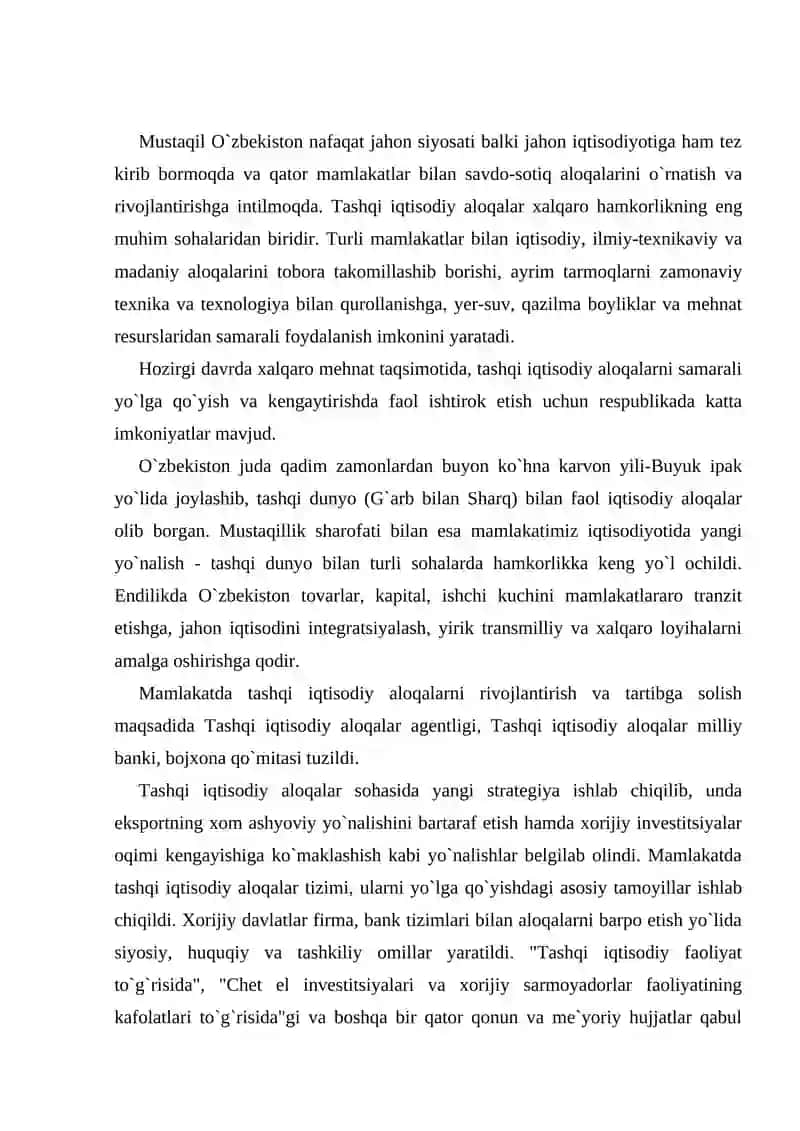 O`zbekiston tashqi iqtisodiy aloqalar geografiyasi 2