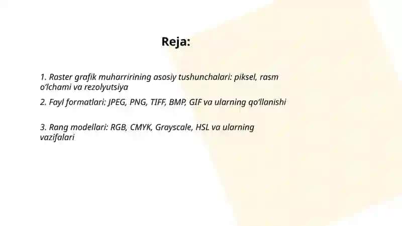 Raqamli tasvirlarni yaratish va qayta ishlash vositalari (raster grafik muharriri) 2