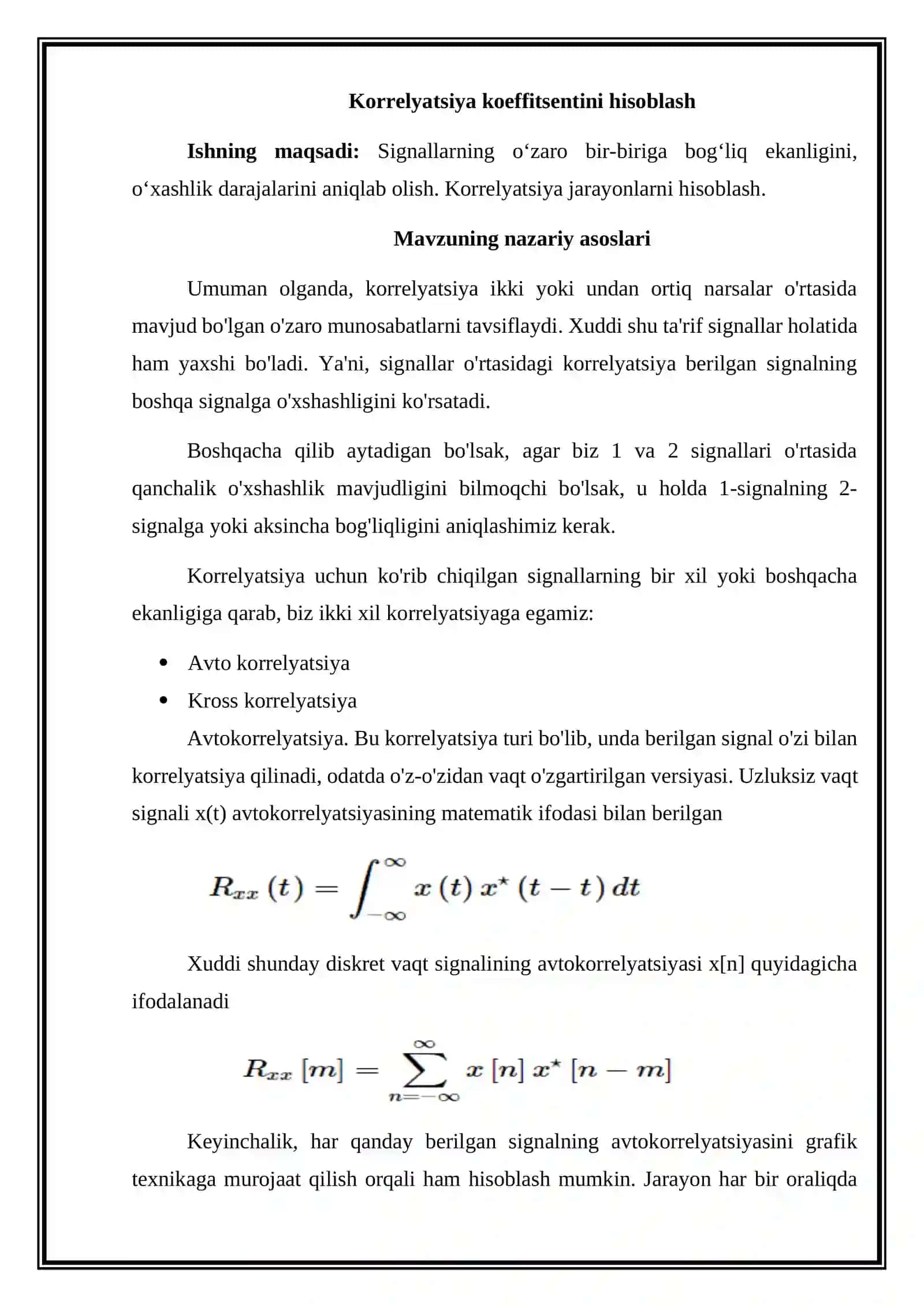 Korrelyatsiya koeffitsentini hisoblash 2