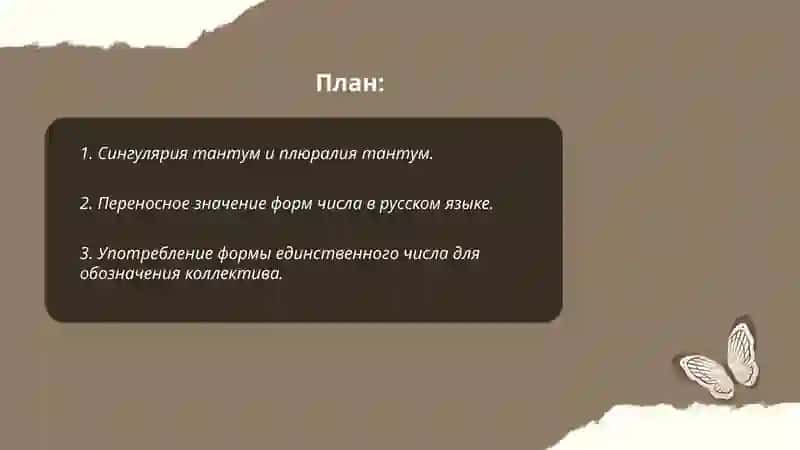 Переносное употребление форм числа имён существительных. Изменения в употреблении форм числа 2