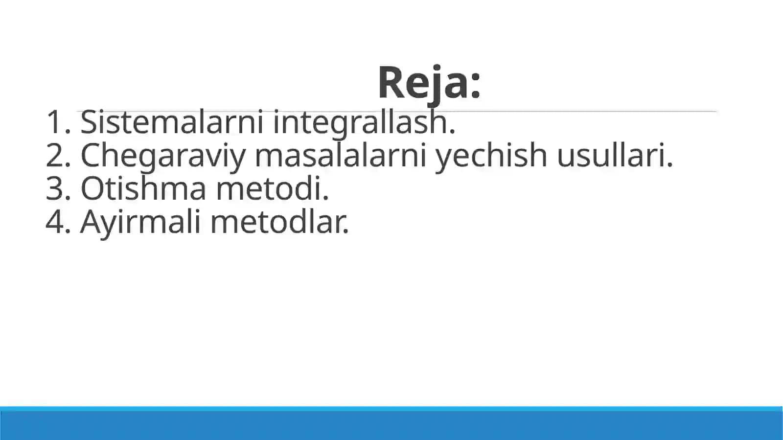 Oddiy differensial tenglamalar uchun qo‘yilgan chegaraviy masalalarni yechishning sonli metodlari 2