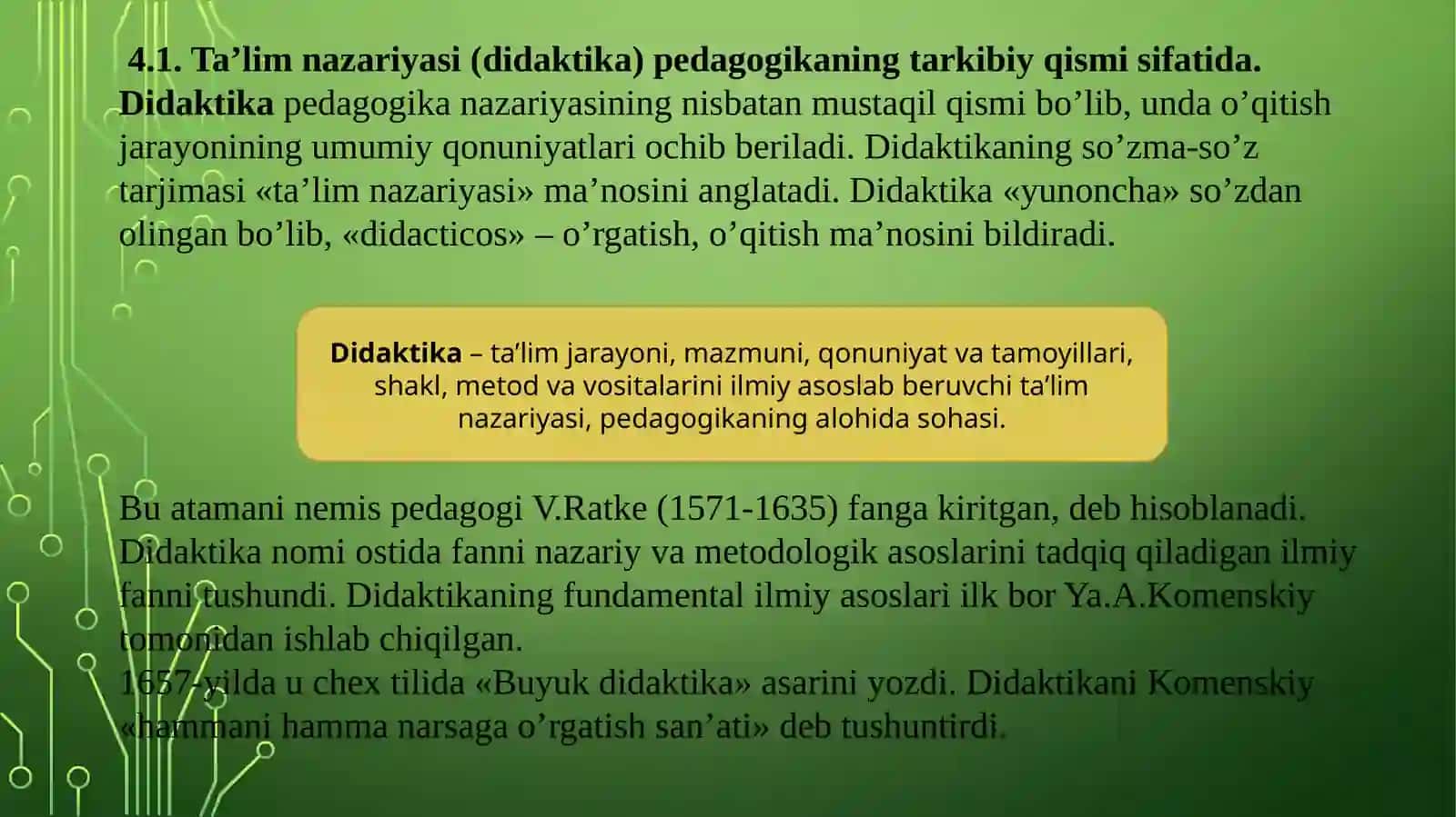 DIDAKTIKA - PEDAGOGIK TA’LIM NAZARIYASI. O’QITISH JARAYONI YAXLIT TIZIM SIFATIDA 2