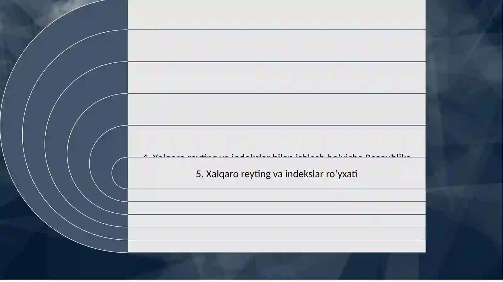 XALQARO REYTING VA INDEKSLARNI MUVOFIQLASHTIRUVCHI ME'YORIY HUJJATLAR 2