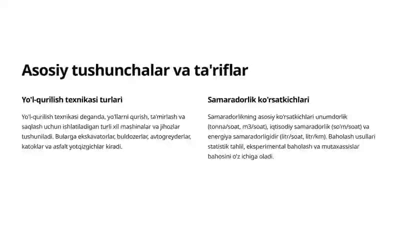 Avtomobil yo'llari muhandislik jihozlari samaradorligini baholash 2
