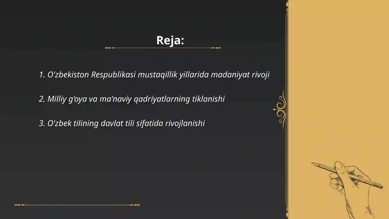 Mustaqillik yillarida O'zbekiston Respublikasidagi manaviy va madaniy taraqqiyot 2