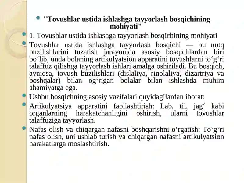 Tovushlar ustida ishlashga tayyorlash bosqichi 2