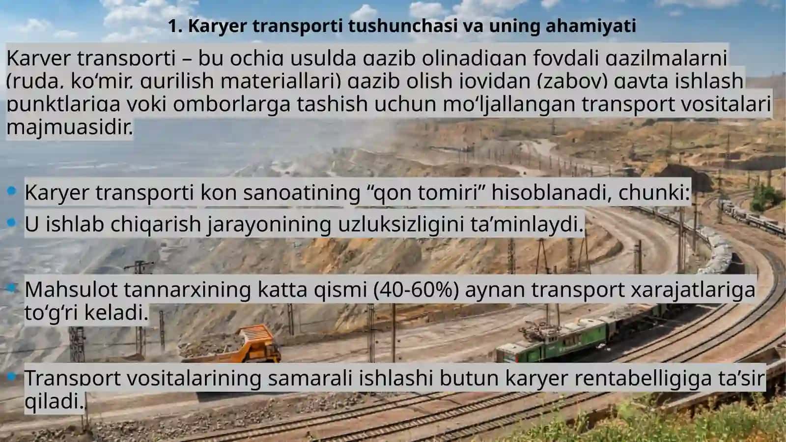 KARYER TRANSPORTI ISHINING ASOSIY JIHATLARI 2