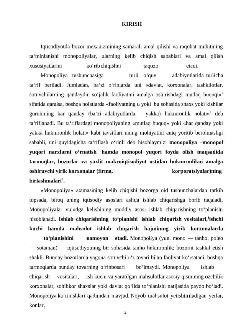 Monopoliyaning mohiyati va turlari 2