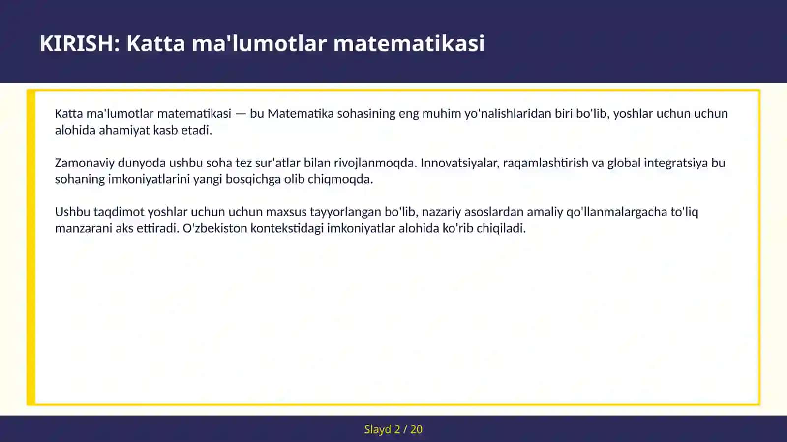 Katta Ma'lumotlar Matematikasi 2