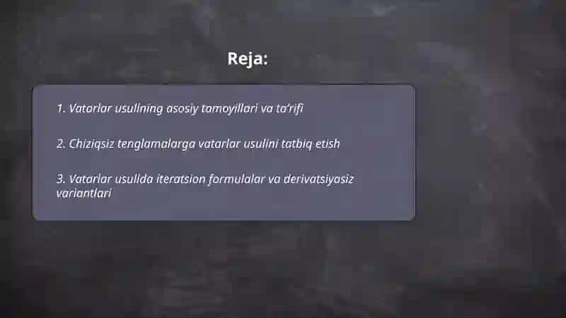 Vatarlar usuli 2