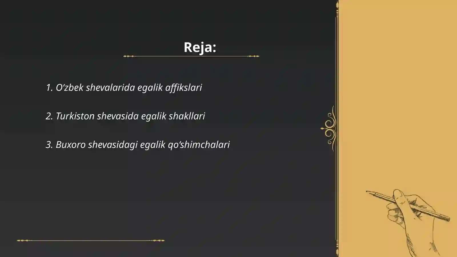 O‘zbek shevalarida egalik shakillari 2