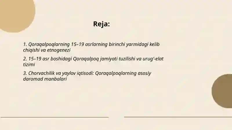 Qoraqalpoqlarning 15–19 asrlarning birinchi yarmida 2