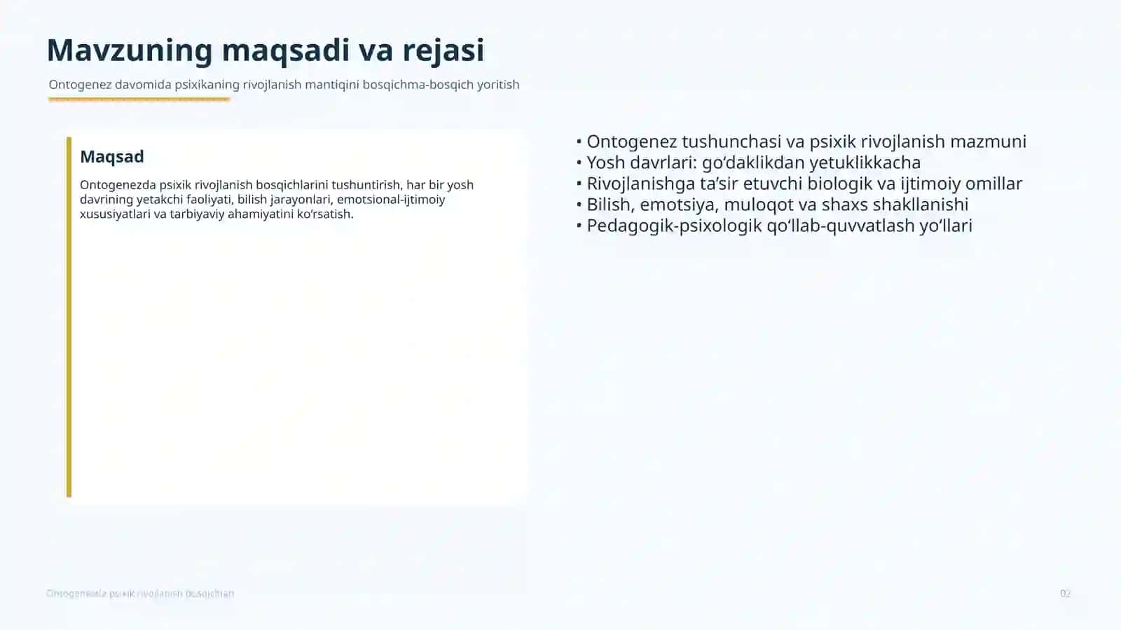 Ontogenezda psixik rivojlanish bosqichlari 2