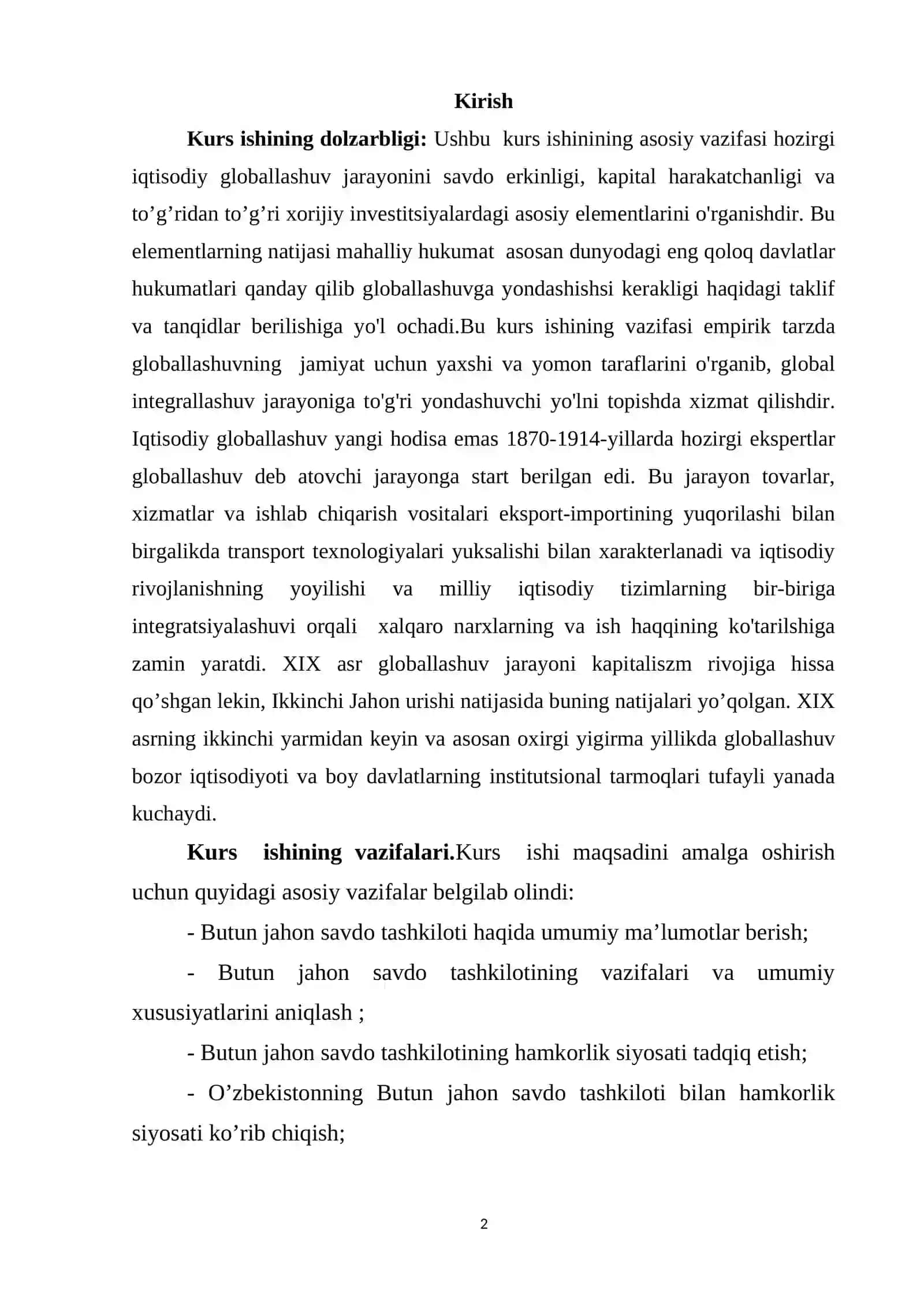 Jahon iqtisodiyoti globallashuvining sikliligi tarixi va uning rivojlanish qonuniyatlari 2