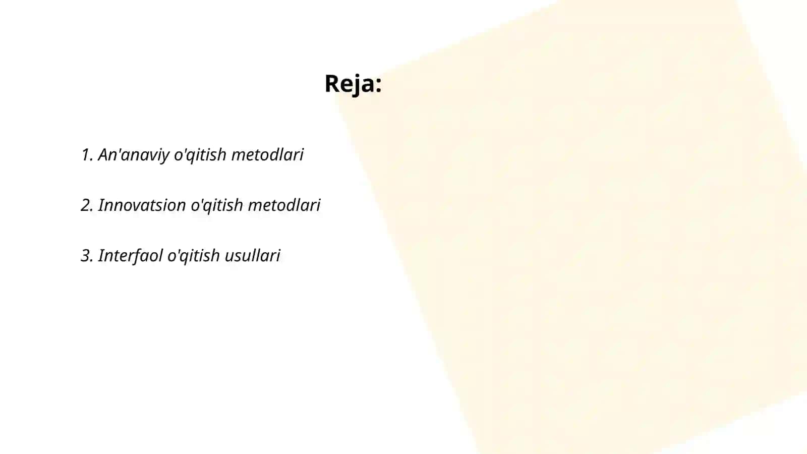 An'anaviy o'qitish metodlari 2