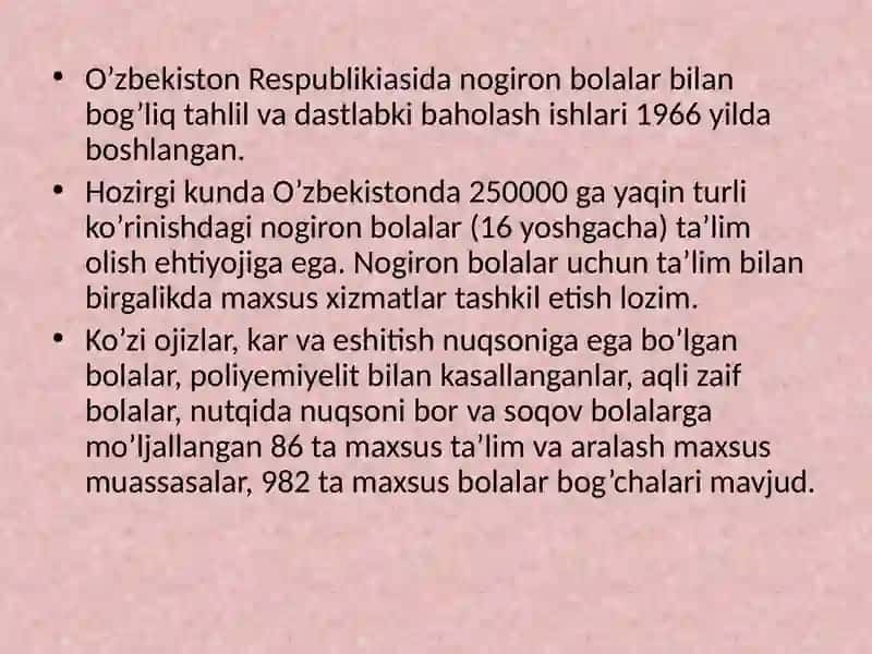 Inklüziv ta'lim bo'yicha Respublikada olib borilgan va olib borilayotgan faoliyat 2