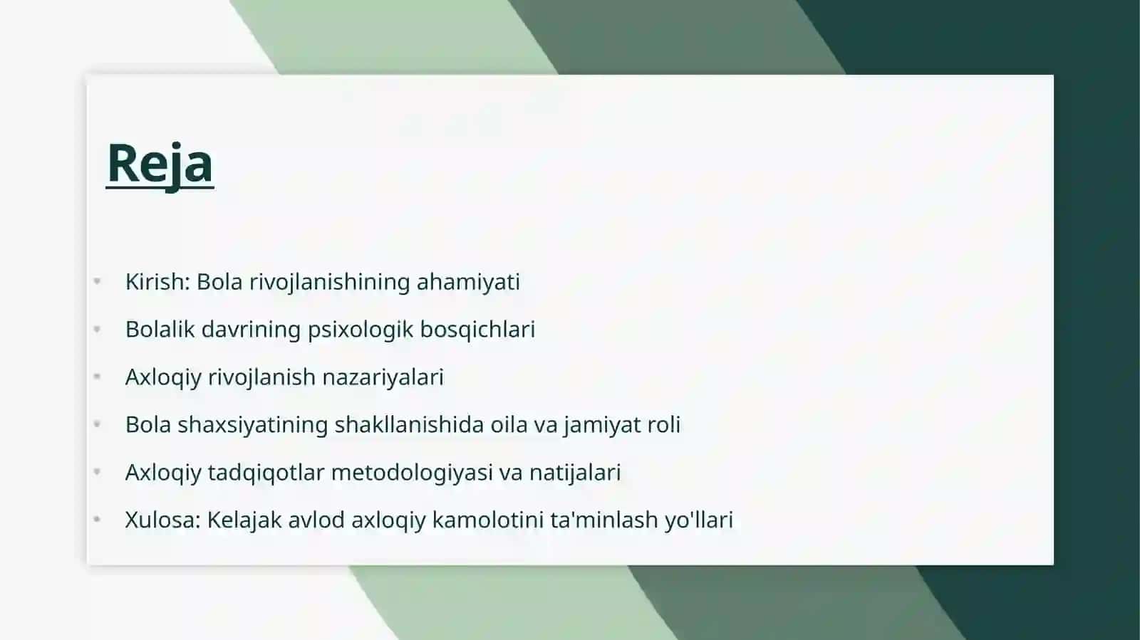 Bola Rivojlanishi: Axloqiy Tadqiqotlar 2