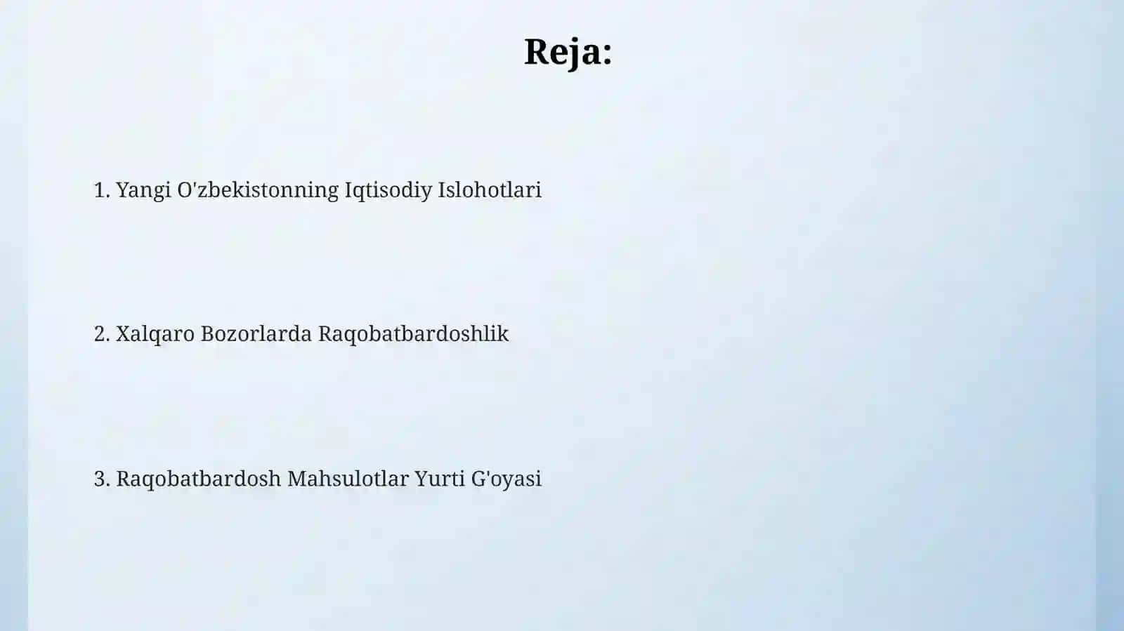 Raqobatbardosh Mahsulotlar Yurti G'oyasi 2