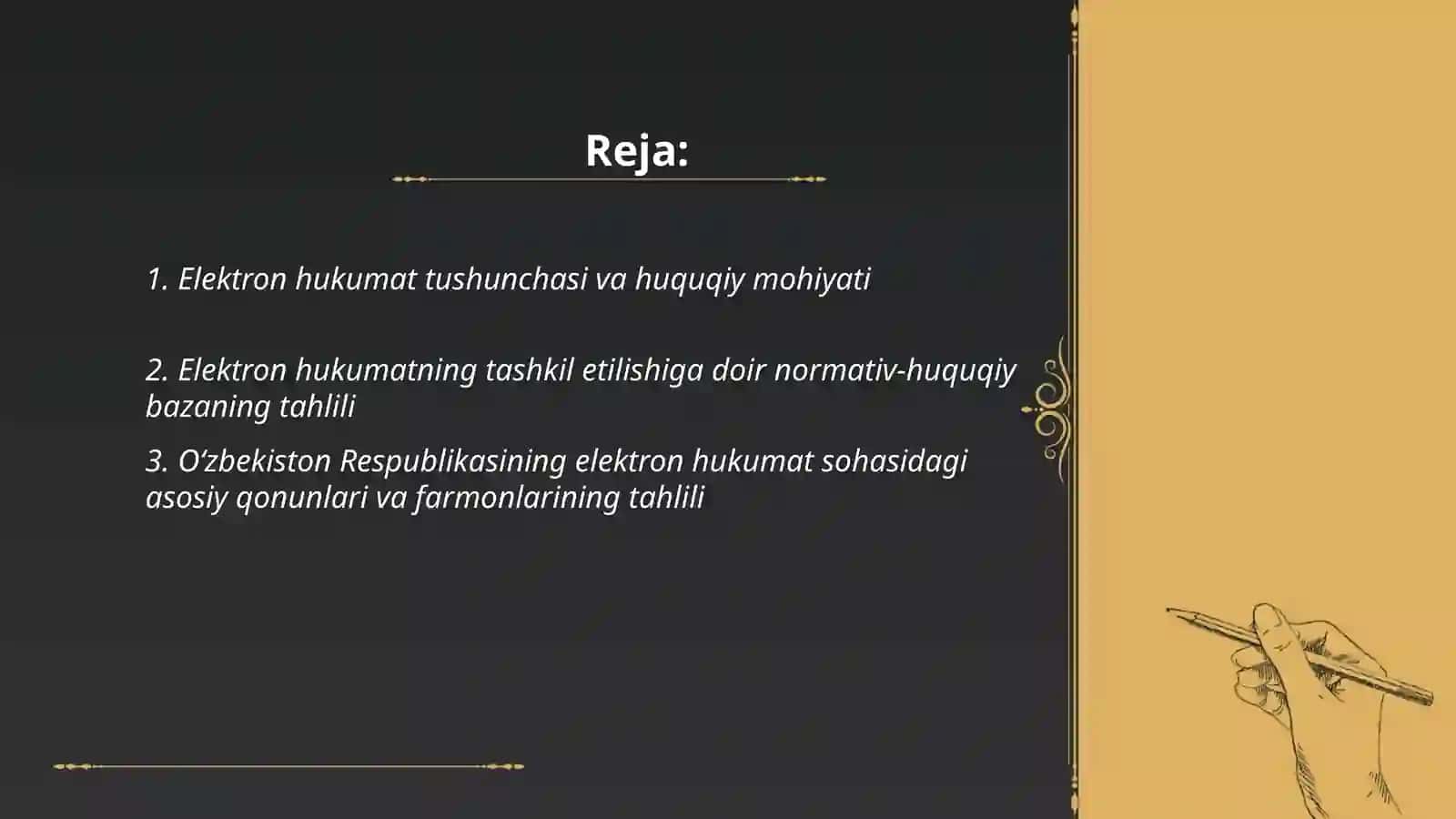 Elektron hukumatning tashkiliy huquqiy asoslarini tahlil qilish 2