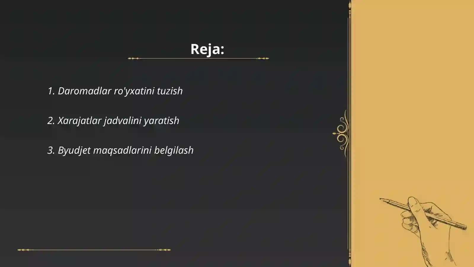 Daromadlar ro'yxatini tuzish 2