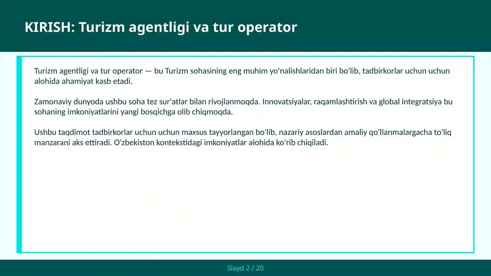 Turizm agentligi va tur operator 2