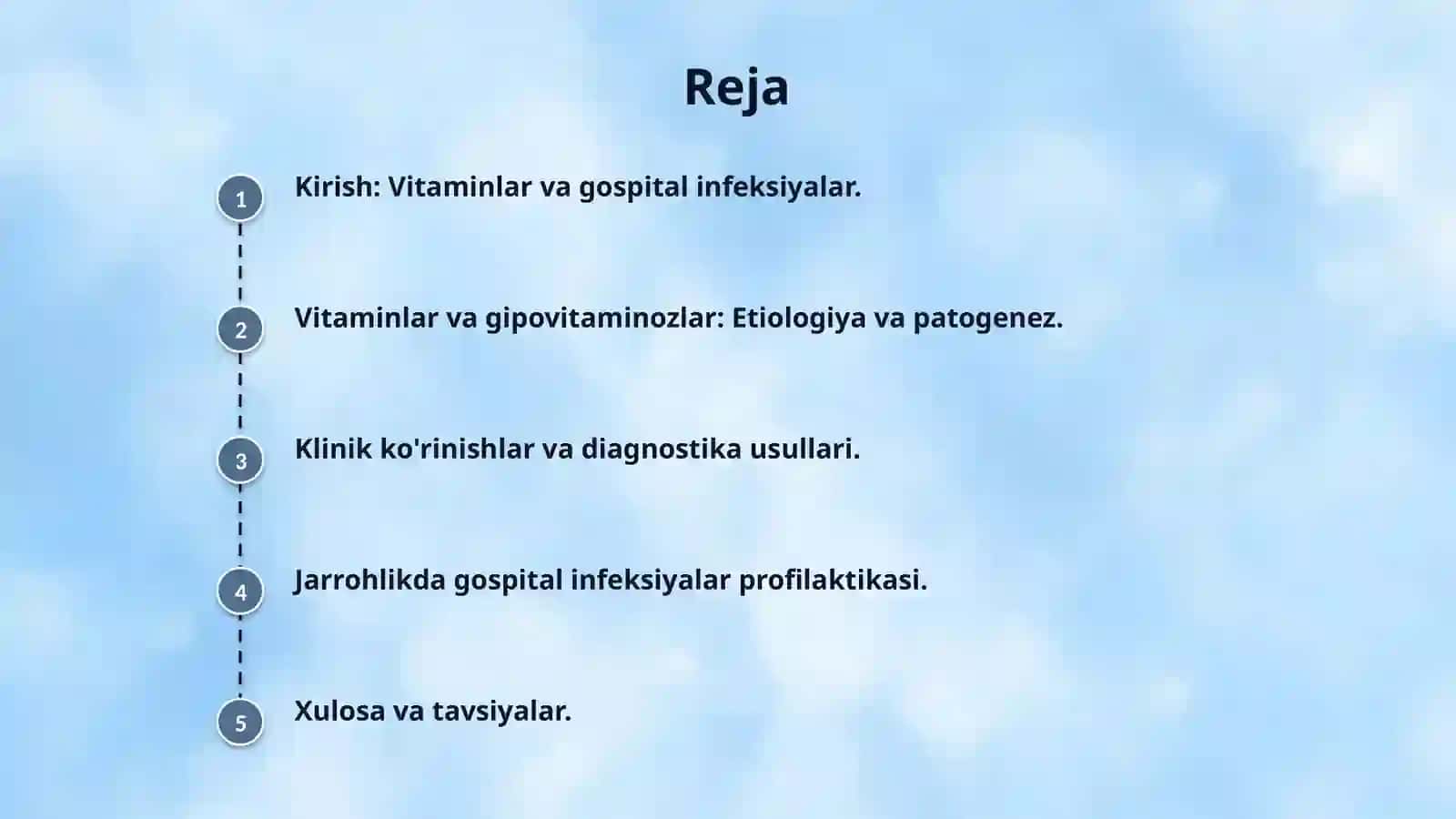 Avitaminov va gipovitaminozlar. Xirurgiyada gospital infeksiyani profilaktikasi. 2