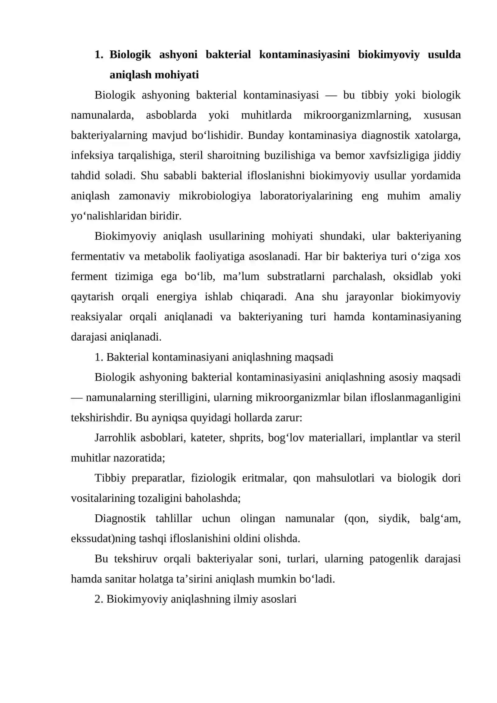 Biologik ashyoni bakterial kontaminasiyasinin biokimyoviy usulda aniqlanishi 2